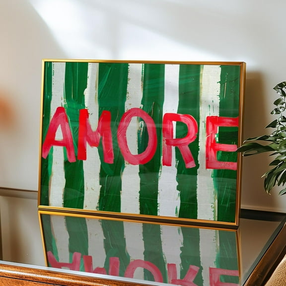 Amore Poster, Typography Poster, Green Wall Art, Kitchen Wall Decor, Psychedelic Art, Dopamine Decor, Eclectic Wall Art, Maximalist Poster Wall Art, Modern Wall Decor, 8x12 UNFRAMED
