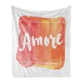 thumbnail image 1 of Amore Soft Flannel Fleece Throw Blanket, Love Theme Italian Way Inky Tangerine Toned Background with Brush Strokes Print, Cozy Plush for Indoor and Outdoor Use, 70" x 90", Multicolor, by Ambesonne, 1 of 6