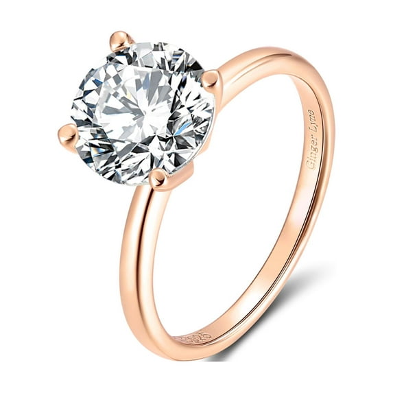 Amore Solitaire Engagement Ring for Women Moissanite Sterling Silver Ginger Lyne Collection