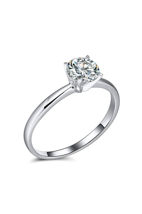 Amore Solitaire Engagement Ring for Women Moissanite Sterling Silver Ginger Lyne Collection