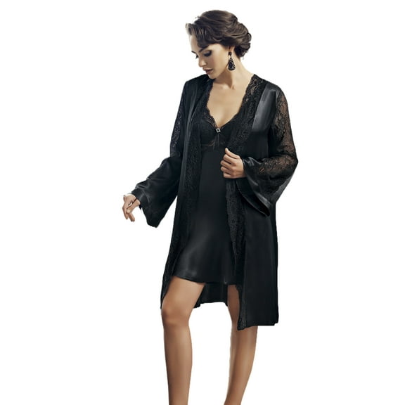 AmoreXY Two piece Satin Robe & Chemise