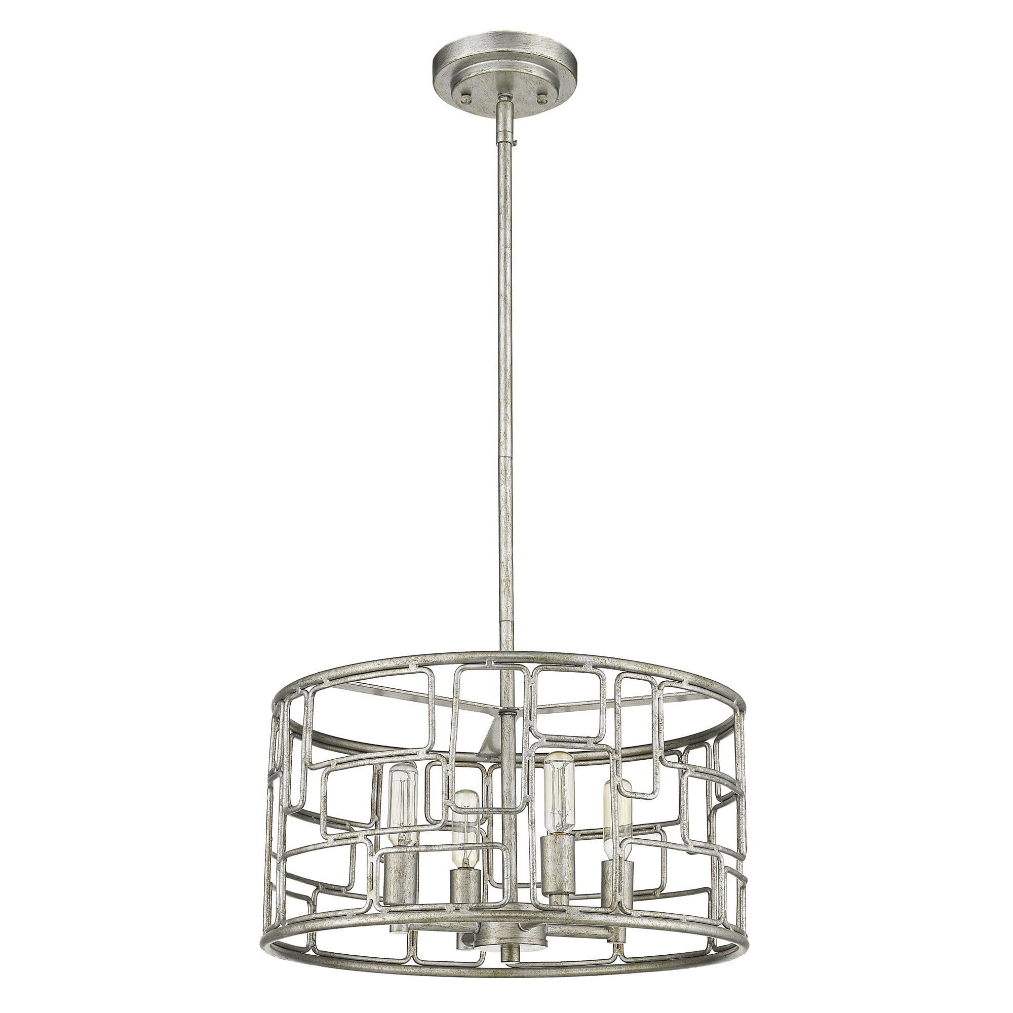 Amoret Convertible 16" Antique Silver Drum Pendant Light