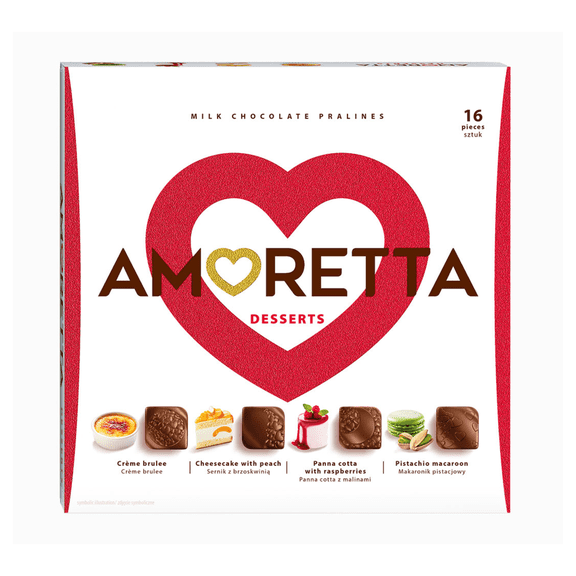 Amoretta Desserts Milk Chocolate Pralines Variety Box, 16 Pieces