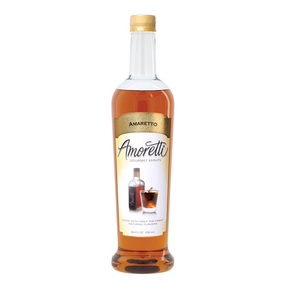 Amoretti - Amaretto Gourmet Syrup, 94 Servings Per Bottle (750 ml), for Flavoring Coffees, Cocktails, and other Beverages, Gluten Free, GMO/GEO Free, Preservative Free