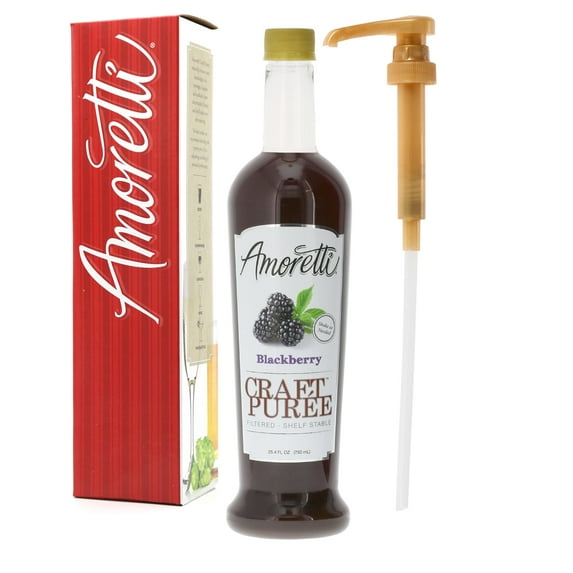 Amoretti - Blackberry Craft Puree® 750 mL - Perfect for Brewing, Cocktails, and other Beverages, Made of Real Fruit, No Preservatives, Filtered, Super Concentrated, Fully Pasteurized, TTB Registered