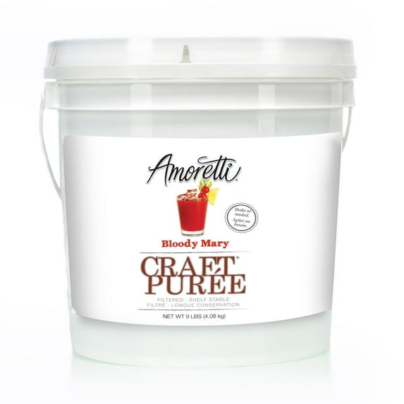 Amoretti - Bloody Mary Craft Puree® 9 Lbs - Perfect for Brewing, Cocktails, and other Beverages, Made of Real Fruit, No Preservatives, Filtered, Super Concentrated, Fully Pasteurized, TTB Registered