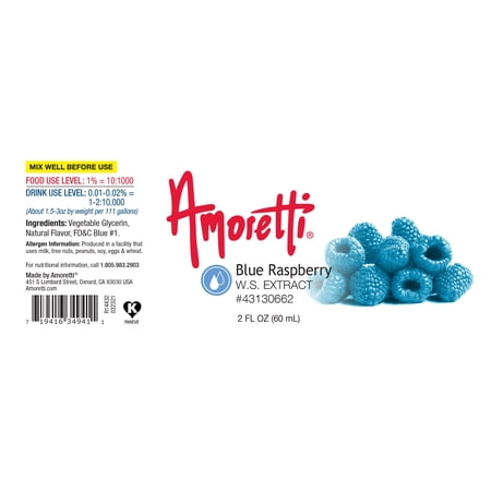 Amoretti - Blue Raspberry Extract Water Soluble 4 oz - Highly Concentrated & Perfect For Pastry, Savory, Brewing, and more, Preservative Free, Vegan, Kosher Pareve, Keto Friendly
