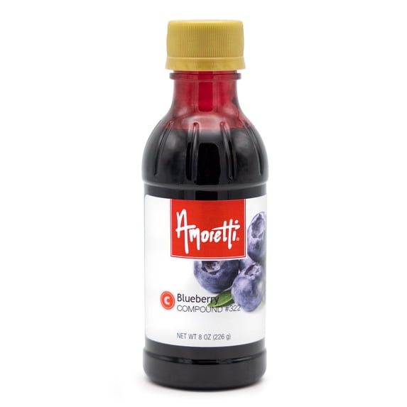 Amoretti - Blueberry Compound Artificial Color / 8 oz - Natural Flavors, Shelf Stable Even After Opening, Certified Kosher, TTB Approved, Perfect for Baking Applications & Beverages