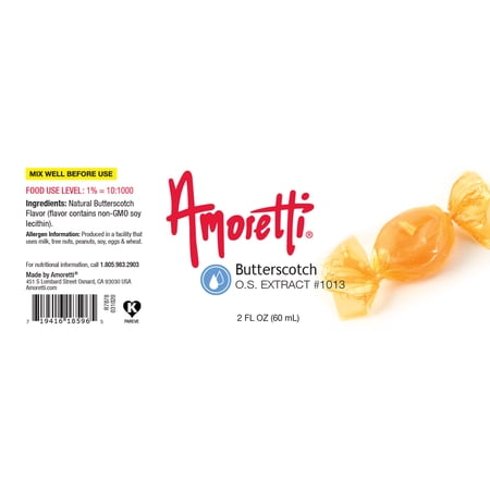 Amoretti - Butterscotch Extract Oil Soluble 4 oz - Highly Concentrated & Perfect For Pastry or Savory applications, Preservative Free, Vegan, Kosher Pareve, TTB Approved, Non-GMO