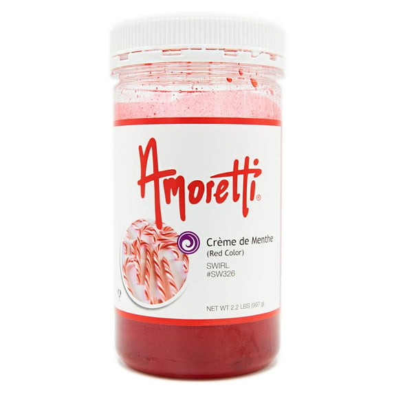Amoretti - Creme de Menthe Marbleizing Swirl - Red 2.2 LBS - Made with Real Fruit, Preservative-Free, TTB Approved, Bake Proof, Vegan, Shelf-Stable, Naturally Sweetened