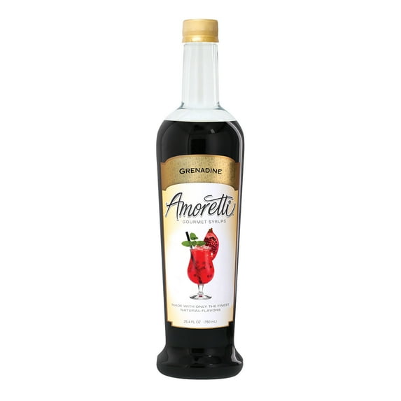 Amoretti - Grenadine Gourmet Syrup, 94 Servings Per Bottle (750 ml), for Flavoring Coffees, Cocktails, and other Beverages, Gluten Free, GMO/GEO Free, Preservative Free