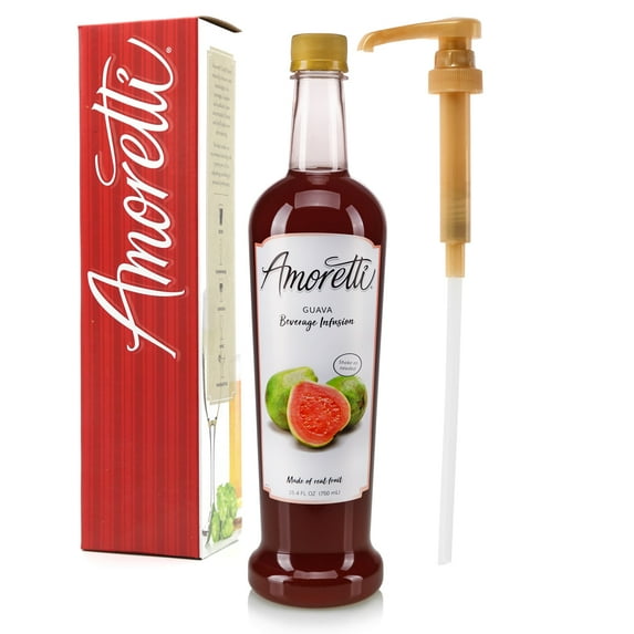 Amoretti - Guava Beverage Infusion, 94 Servings Per Bottle (750 ml) - Drink Mix & Water Enhancer with Pump for Flavoring Cocktails, Waters, Teas, and other Beverages, Preservative Free