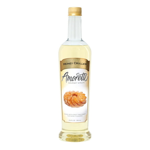 Amoretti - Honey Cruller Gourmet Syrup, 94 Servings Per Bottle (750 ml), for Flavoring Coffees, Cocktails, and other Beverages, Gluten Free, GMO/GEO Free, Preservative Free