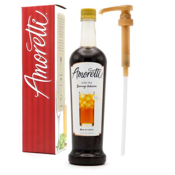 Amoretti - Iced Tea Beverage Infusion, 94 Servings Per Bottle (750 ml) - Drink Mix & Water Enhancer with Pump for Flavoring Cocktails, Waters, Teas, and other Beverages, Preservative Free