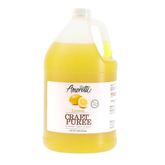 Amoretti - Lemon Craft Puree® 9 lbs - Perfect for Brewing, Cocktails, and other Beverages, Made of Real Fruit, No Preservatives, Filtered, Super Concentrated, Fully Pasteurized, TTB Registered