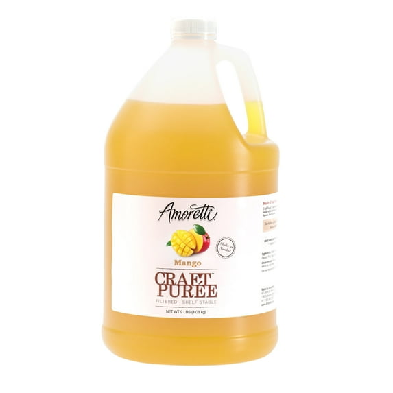 Amoretti - Mango Craft Puree® 9 lbs - Perfect for Brewing, Cocktails, and other Beverages, Made of Real Fruit, No Preservatives, Filtered, Super Concentrated, Fully Pasteurized, TTB Registered