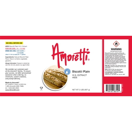 Amoretti - Natural Biscotti Plain Extract Water Soluble 4 oz - Highly Concentrated & Perfect For Pastry, Savory, Brewing, and more, Preservative Free, Vegan, Kosher Pareve, Keto Friendly