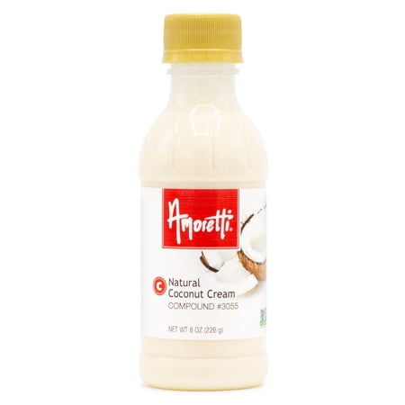Amoretti - Natural Coconut Cream Compound 8 oz - Natural Flavors, Shelf Stable Even After Opening, Certified Kosher, TTB Approved, Perfect for Baking Applications & Beverages
