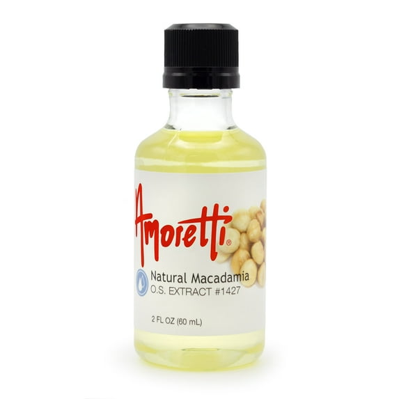 Amoretti - Natural Macadamia Extract Oil Soluble 2 oz - Highly Concentrated & Perfect For Pastry or Savory applications, Preservative Free, Vegan, Kosher Pareve, TTB Approved, Non-GMO