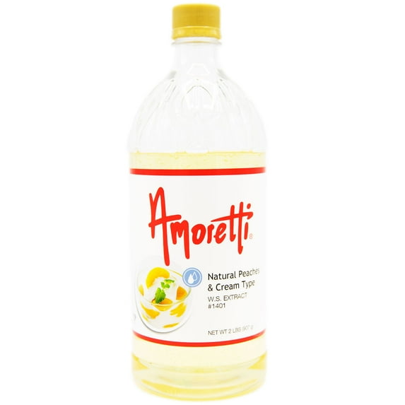 Amoretti - Natural Peaches & Cream Type Extract Water Soluble 2 lbs - Highly Concentrated & Perfect For Pastry, Savory, Brewing, and more, Preservative Free, Vegan, Kosher Pareve, Keto Friendly
