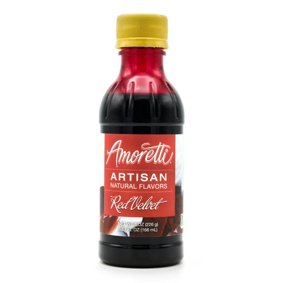 Amoretti - Natural Red Velvet Artisan Flavor Paste 8 oz - Perfect For Pastry, Savory, Brewing, and more, Preservative Free, Gluten Free, Kosher Pareve, No Artificial Sweeteners, Highly Concentrated