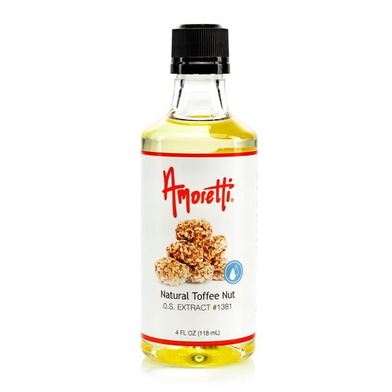 Amoretti - Natural Toffee Nut Extract Oil Soluble 4 oz - Highly Concentrated & Perfect For Pastry or Savory applications, Preservative Free, Vegan, Kosher Pareve, TTB Approved, Non-GMO
