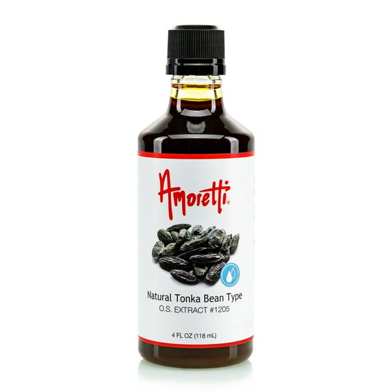 Amoretti - Natural Tonka Bean Type Extract Oil Soluble 4 oz - Highly Concentrated & Perfect For Pastry or Savory applications, Preservative Free, Vegan, Kosher Pareve, TTB Approved, Non-GMO
