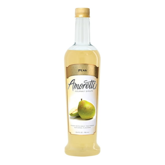 Amoretti - Pear Gourmet Syrup, 94 Servings Per Bottle (750 ml), for Flavoring Coffees, Cocktails, and other Beverages, Gluten Free, GMO/GEO Free, Preservative Free