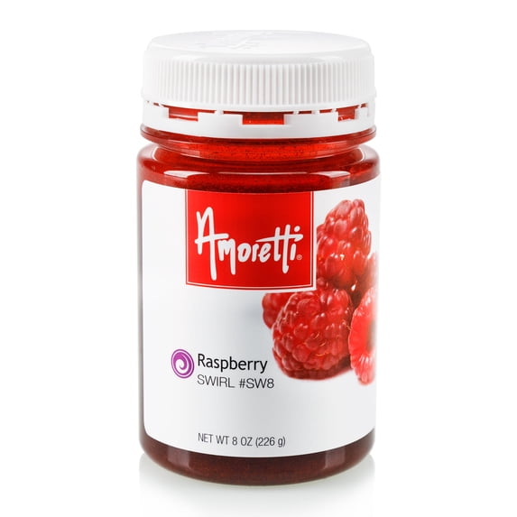 Amoretti - Raspberry Marbleizing Swirl 8 oz - Made with Real Fruit, Preservative-Free, TTB Approved, Bake Proof, Vegan, Shelf-Stable, Naturally Sweetened