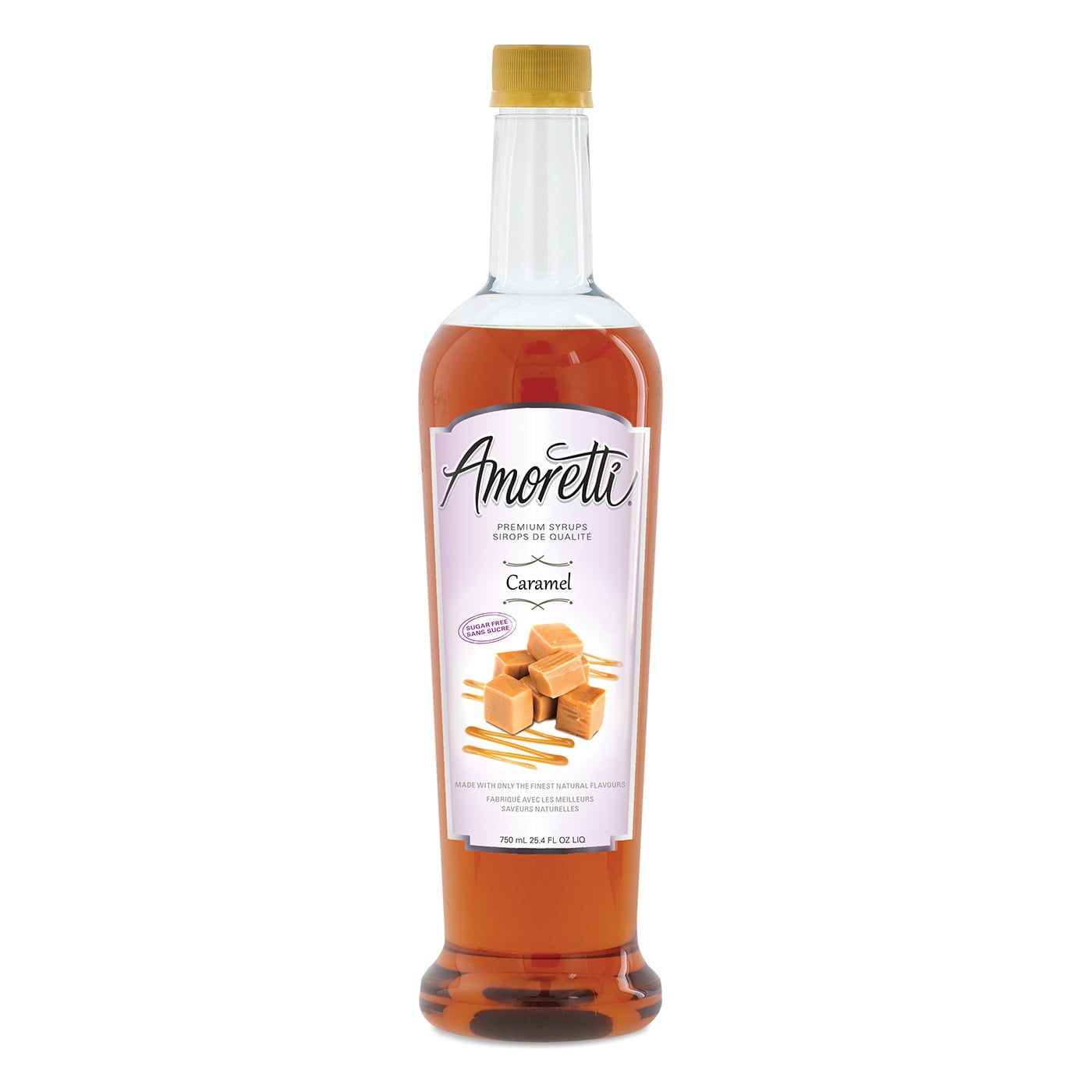 Amoretti Sugar Free Caramel Syrup with Pump for Flavoring Coffees