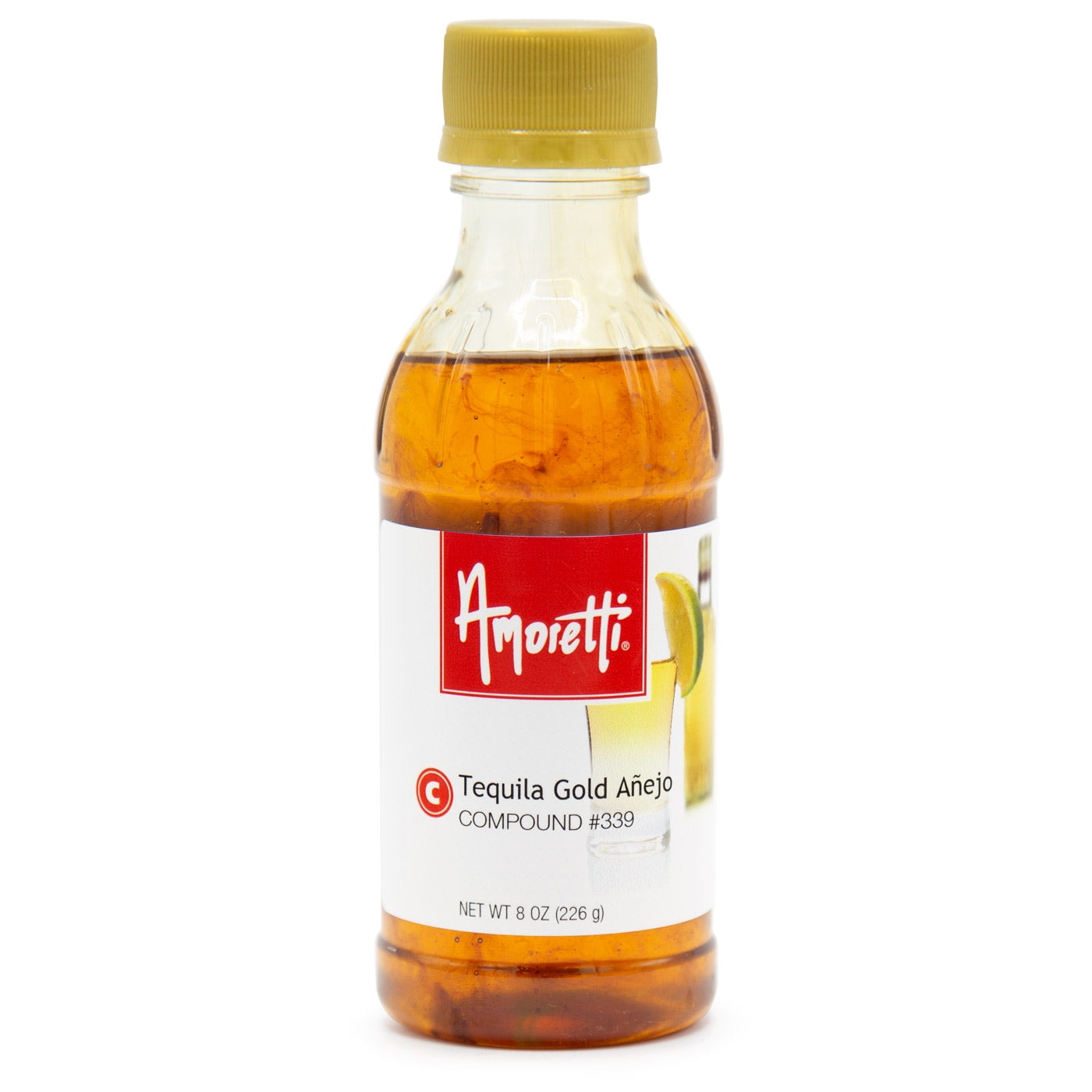 Amoretti - Tequila Gold Anejo Compound 8 oz - Natural Flavors, Shelf Stable Even After Opening, Certified Kosher, TTB Approved, Perfect for Baking Applications & Beverages