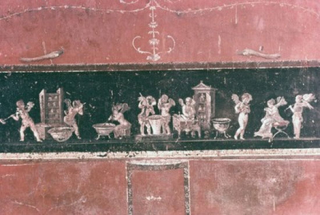 Amoretti The Goldsmith 63-79 AD Roman Art Fresco Casa dei Vettii Pompeii Italy Canvas Art - (18 x 24)
