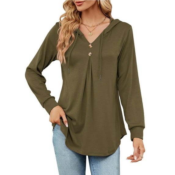 Amoretu Tunic Hoodies for Women Drawstring Hooded Shirts Casual, Green 2XL