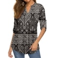 thumbnail image 1 of Fancyglim Women 3/4 Roll Sleeve Tunic Top V Neck Casual Blouse Shirt Black 2xl, 1 of 6