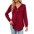 thumbnail image 1 of Amoretu Women Long Sleeve Tunic Hoodies Top Button Swing Pullover, Red L, 1 of 5