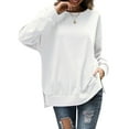 thumbnail image 1 of Fancyglim Women's Crew Neck Sweatshirt Long Sleeve Oversized Blouses, White L, 1 of 8