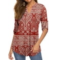 thumbnail image 1 of Fancyglim Women's Flowy Paisley Tunic Tops 3/4 Sleeves Shirt V Neck Blouse Red m, 1 of 4