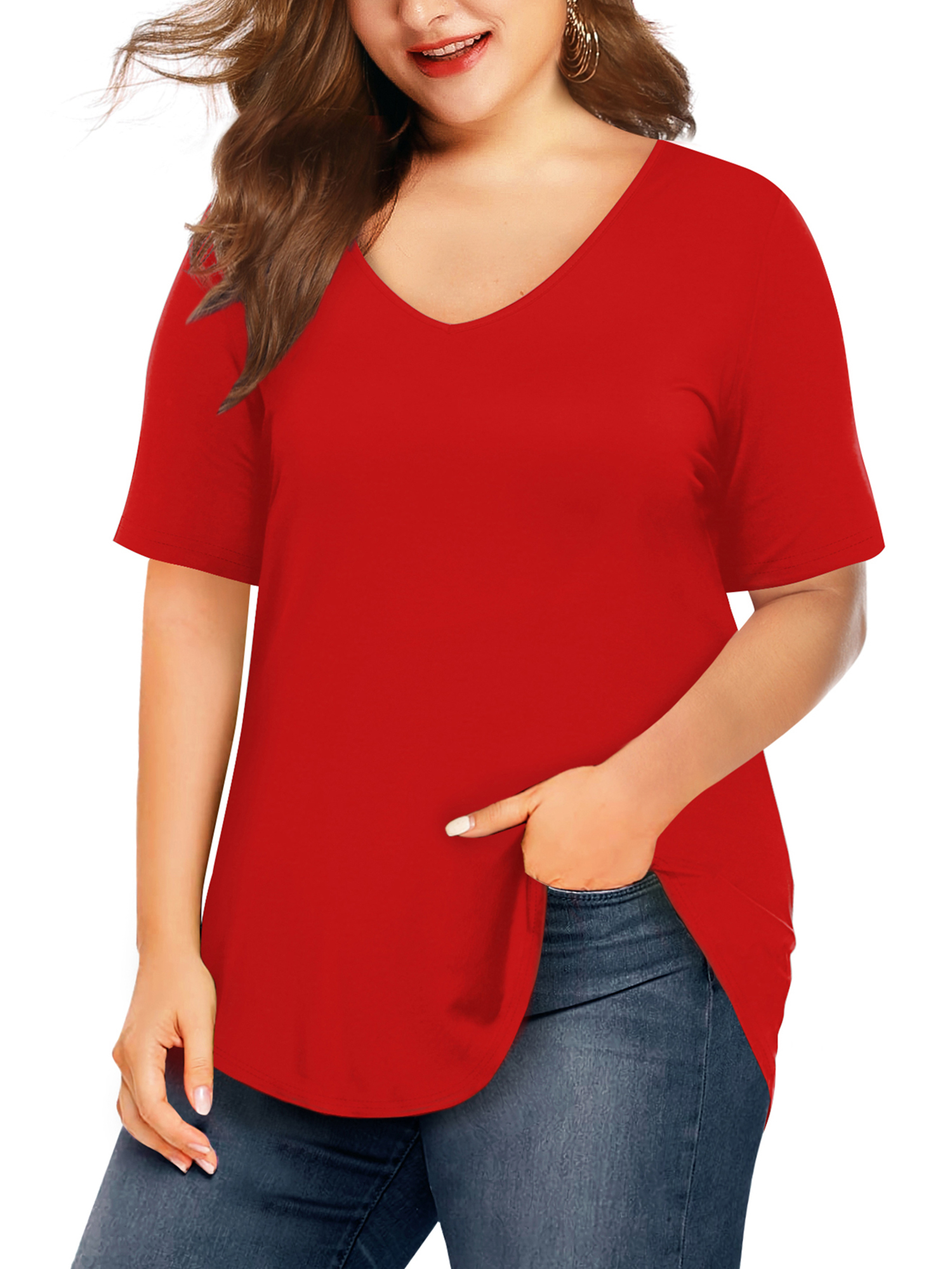Plus Size Women V Neck Shirt Summer Sleeveless Casual Blouse Zip Tops