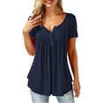 Amoretu Women's V Neck Henley Shirts Short Sleeve Tops Casual Tunic ...