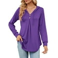 thumbnail image 1 of Amoretu Womens Button Swing Hoodies Drawstring Hooded Tee Shirt, Purple 2XL, 1 of 5