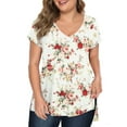 thumbnail image 1 of Fancyglim Womens Plus Size Tops Floral Printed Short Sleeve T-Shirts White 3XL, 1 of 4