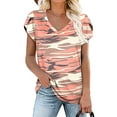 thumbnail image 1 of Amoretu Womens Vneck Tshirts Camouflage Tee Shirt Petal Sleeve Tops Pink XL, 1 of 4