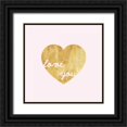 thumbnail image 1 of Amori, Miyo 15x15 Black Ornate Wood Framed with Double Matting Museum Art Print Titled - Heart of Gold Love - Pink, 1 of 4