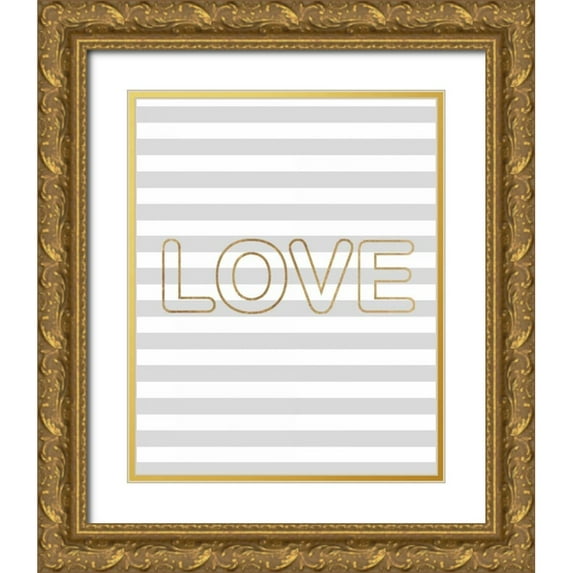 Amori, Miyo 15x18 Gold Ornate Wood Framed with Double Matting Museum Art Print Titled - Love Outlined