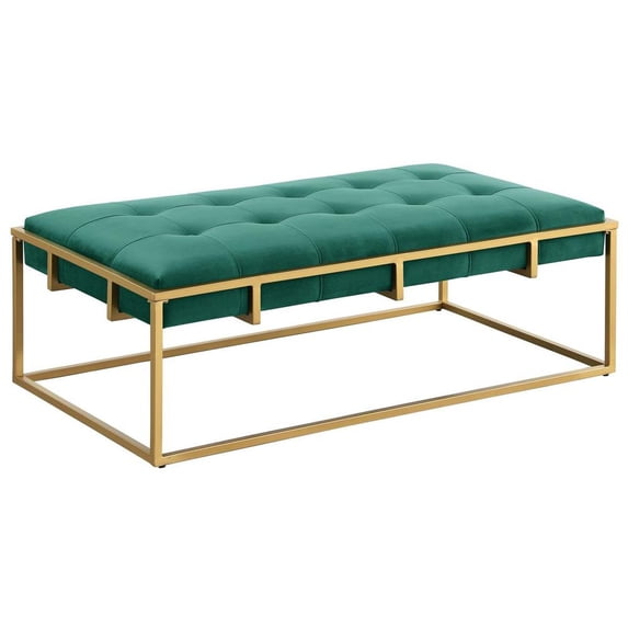 Amoria Green Rectangle Ottoman in Brushed Gold