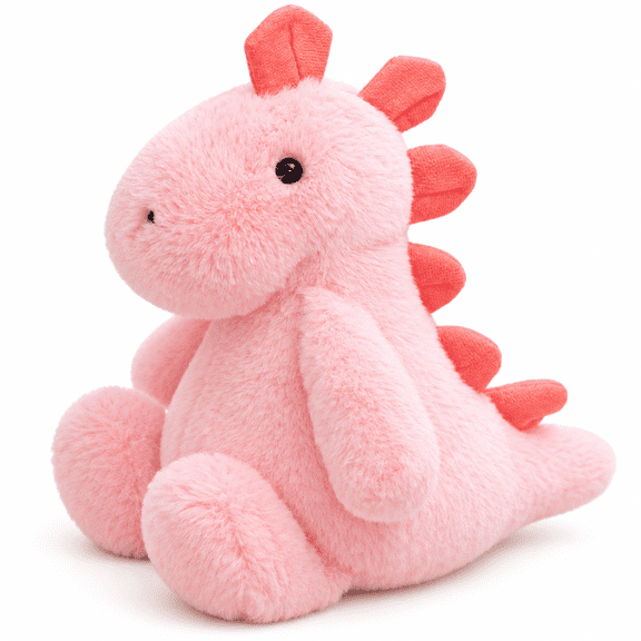 Amorie 7.9 in Pink Dinosaur Plush Toy, Soft Stuffed Animal