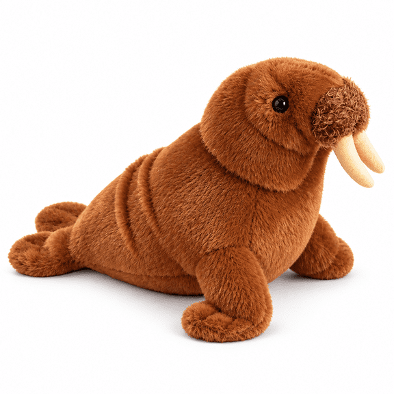 Amorie Walrus Plush Toy with Tusks, 15 in Long, Brown Stuffed Animal