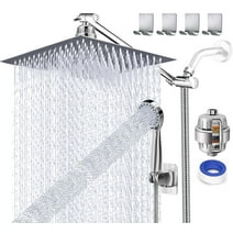 Amorix 12" Rain Shower Head with Handheld Spray Combo High Pressure Rainfall Shower head with 12" Extension Arm Free Shower Filter for Hard Water + Shower Hose & 4 Hooks