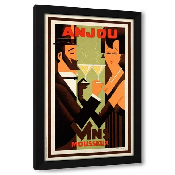 H. Amoro 10x14 Black Modern Wood Framed Wall Art Titled - Anjou Vins