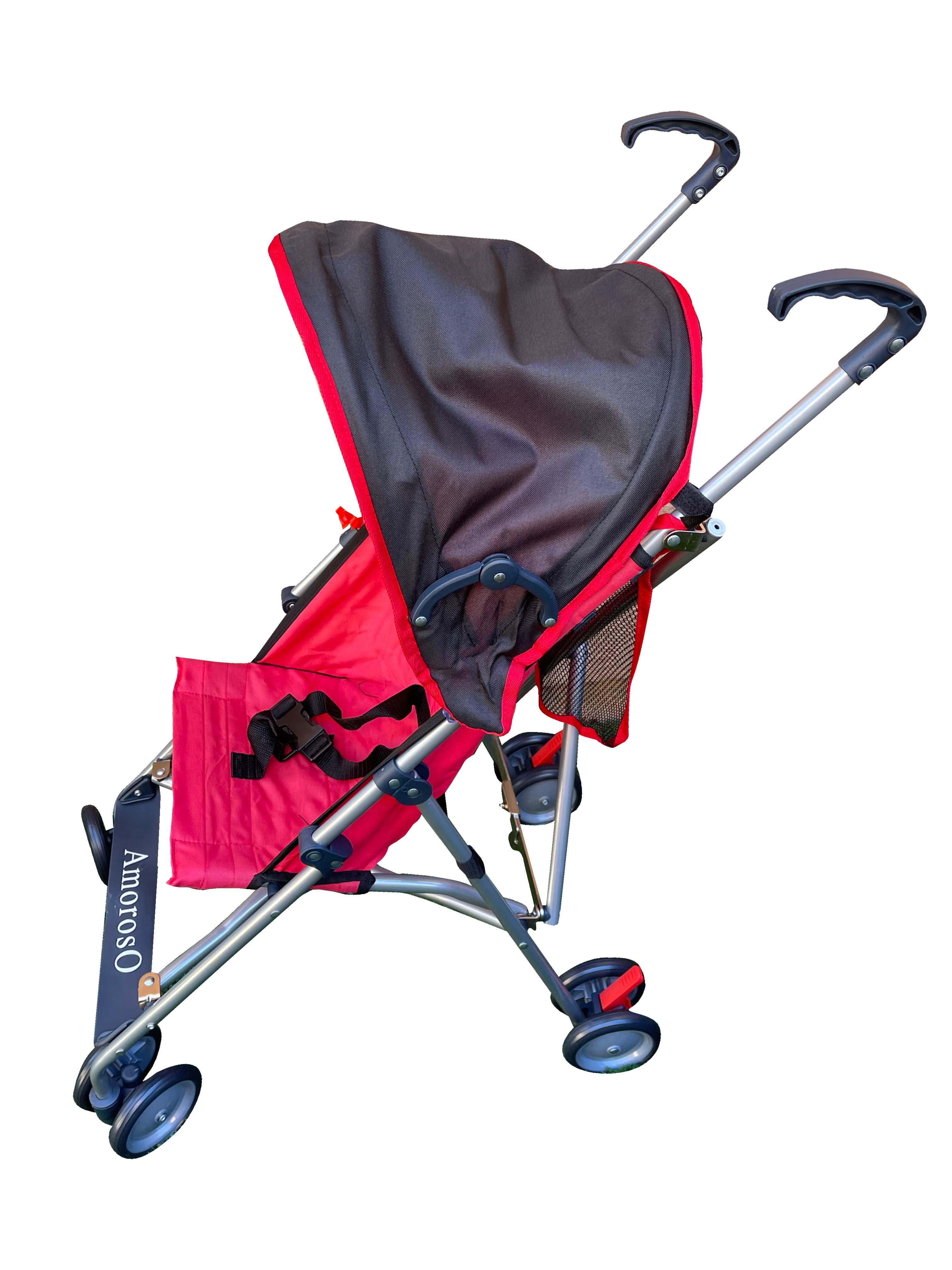 AmorosO Baby Stroller Lightweight Single Stroller for Toddlers Black/Red